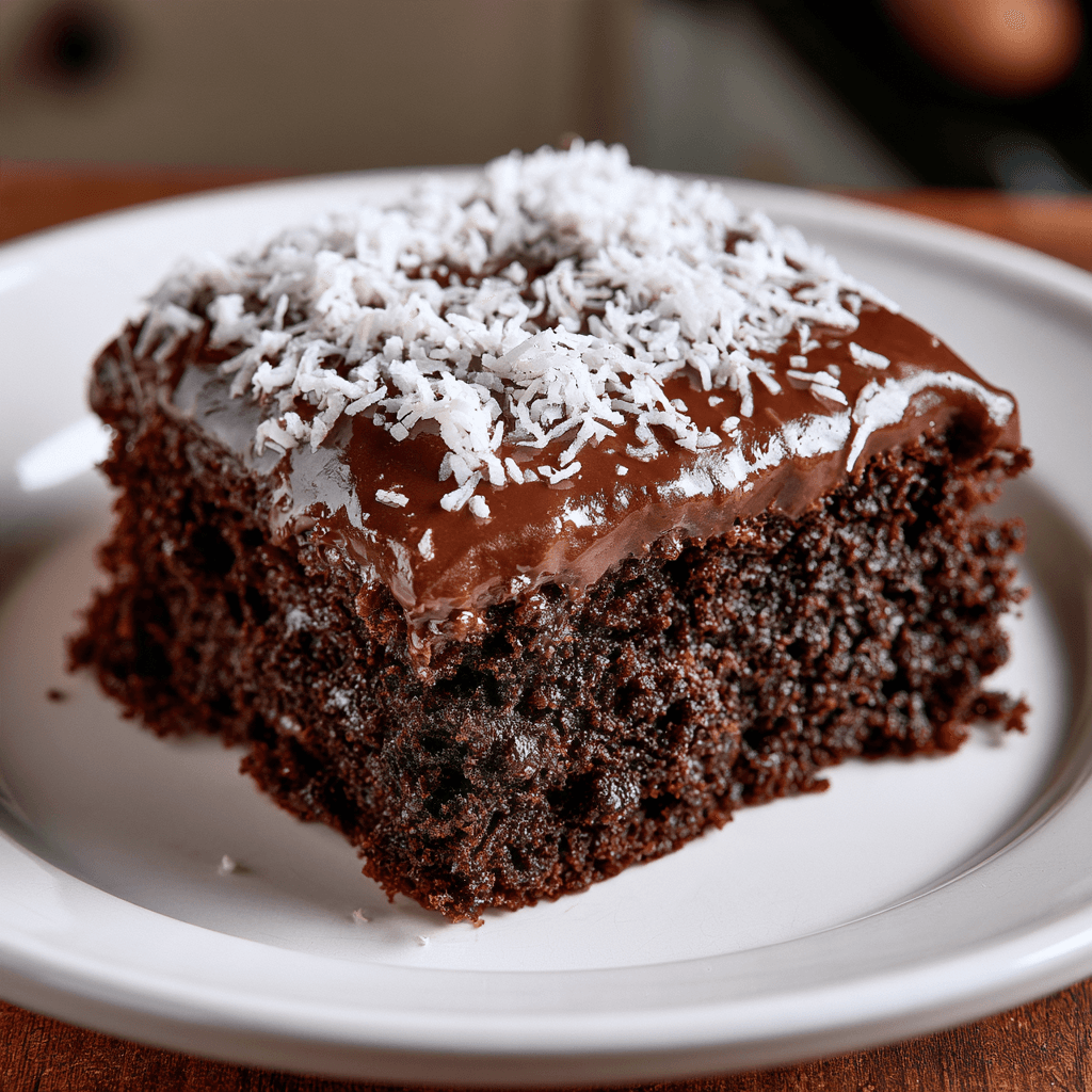 Kärleksmums: saftig chokladkaka med kokos i långpanna