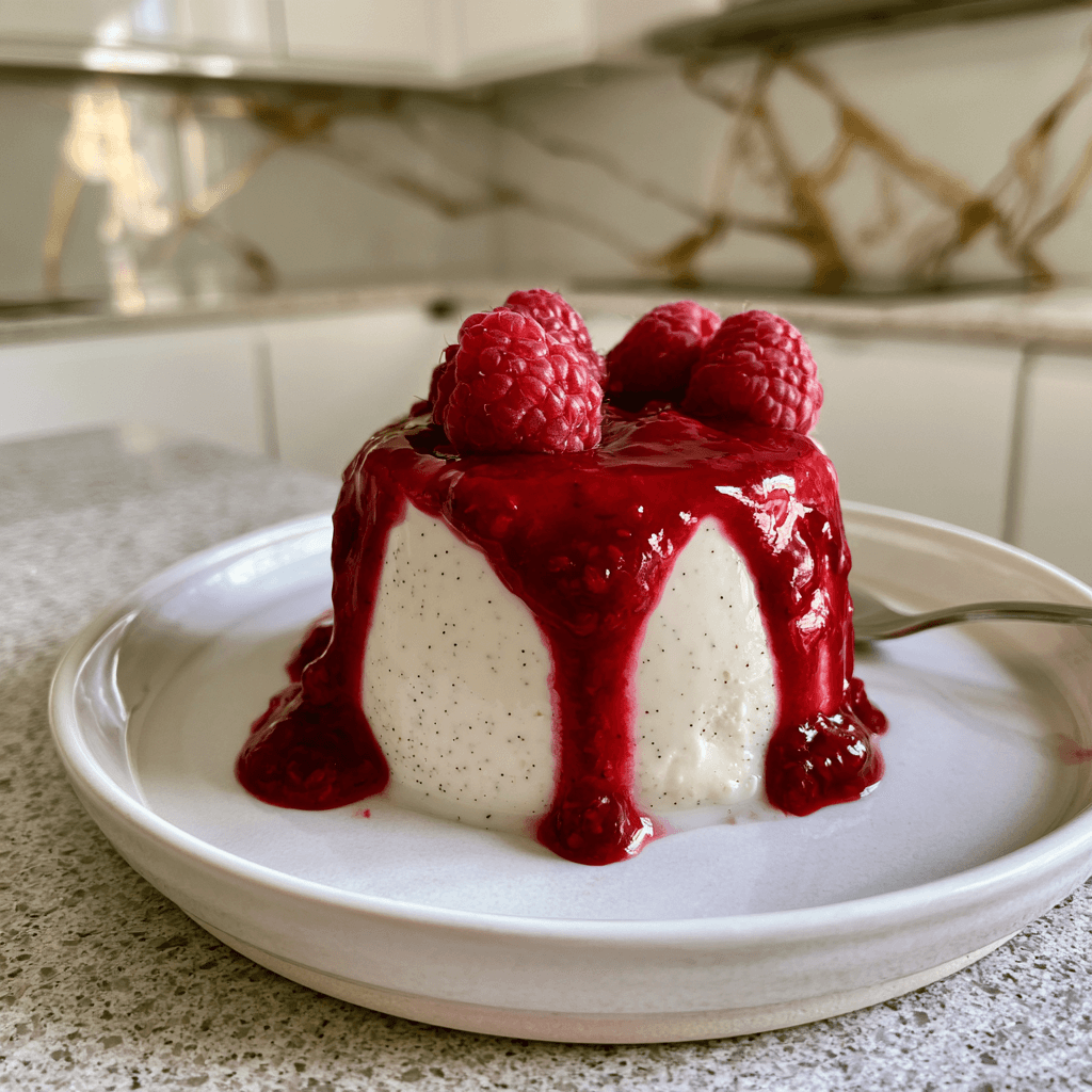 Pannacotta med hallonsås