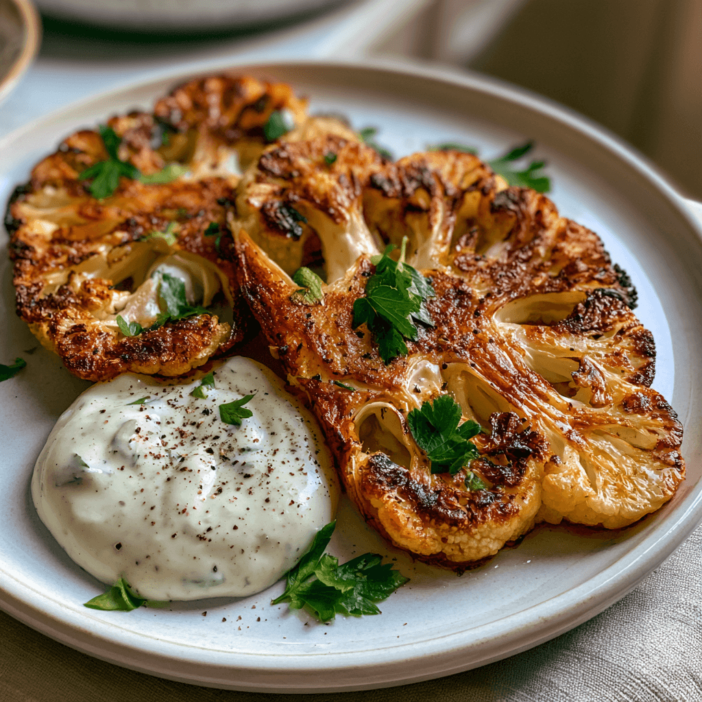 Blomkålsbiffar: krispiga med örtyoghurt