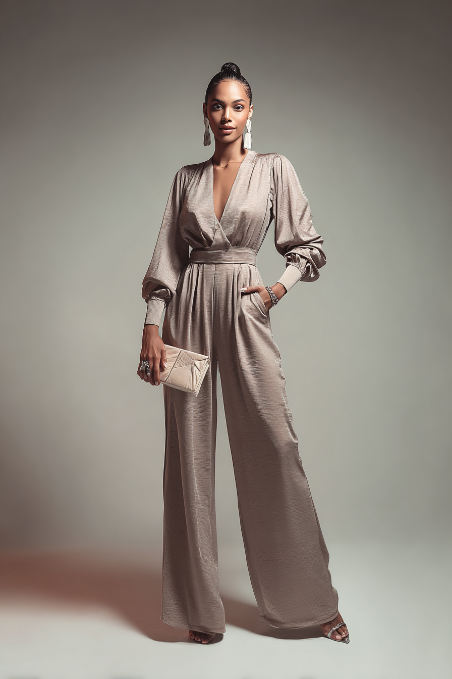 A stunning model wearing a sophisticated, tailored cigarette pant suit in deep emerald green, paired with a crisp white fitted blouse. The outfit is complemented with pointed-toe black heels and gold hoop earrings, all showcased in soft natural window light, creating a luxurious atmosphere against a clean marble backdrop. --ar 2:3 --v 7 --style raw