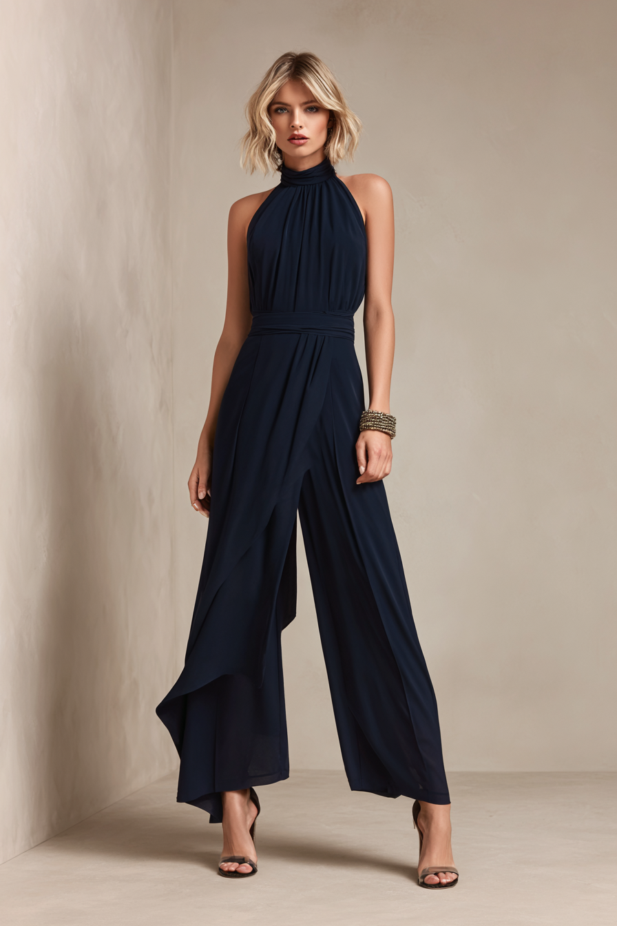 A full-body model showcasing a flowy midi dress in pastel lavender with a flattering A-line silhouette, accessorized with a woven belt and ankle boots. The outfit is enhanced by a delicate necklace and soft curls, set against a neutral bokeh background illuminated by professional studio light --ar 2:3 --v 7 --style raw